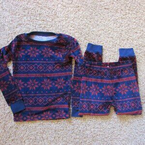 EUC Carter's 5/5A Blue Red Pajama Lounge Set Plush Velour Soft Warm